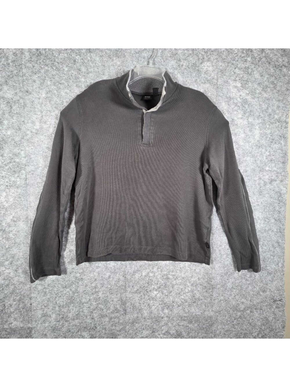 Boss Hugo Boss  1/4 Snap Front Pullover Sweatshirt Gray Men's  Size L Casual